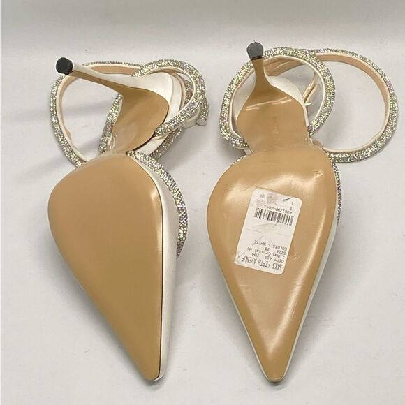 Mach & Mach Crystal Heart 110 Satin Ankle-Strap Pumps size 38 - Picture 12 of 13